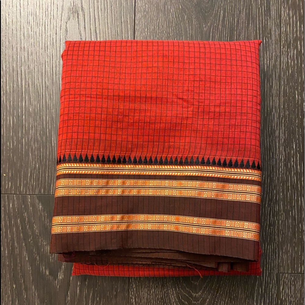 Cotton Silk Blend Red Saree